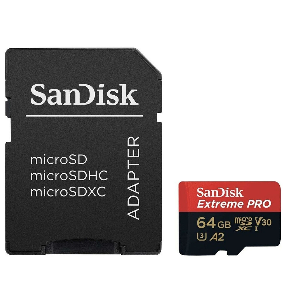 Карта памяти SanDisk Extreme PRO microSDXC  UHS-I 64Гб с адаптером