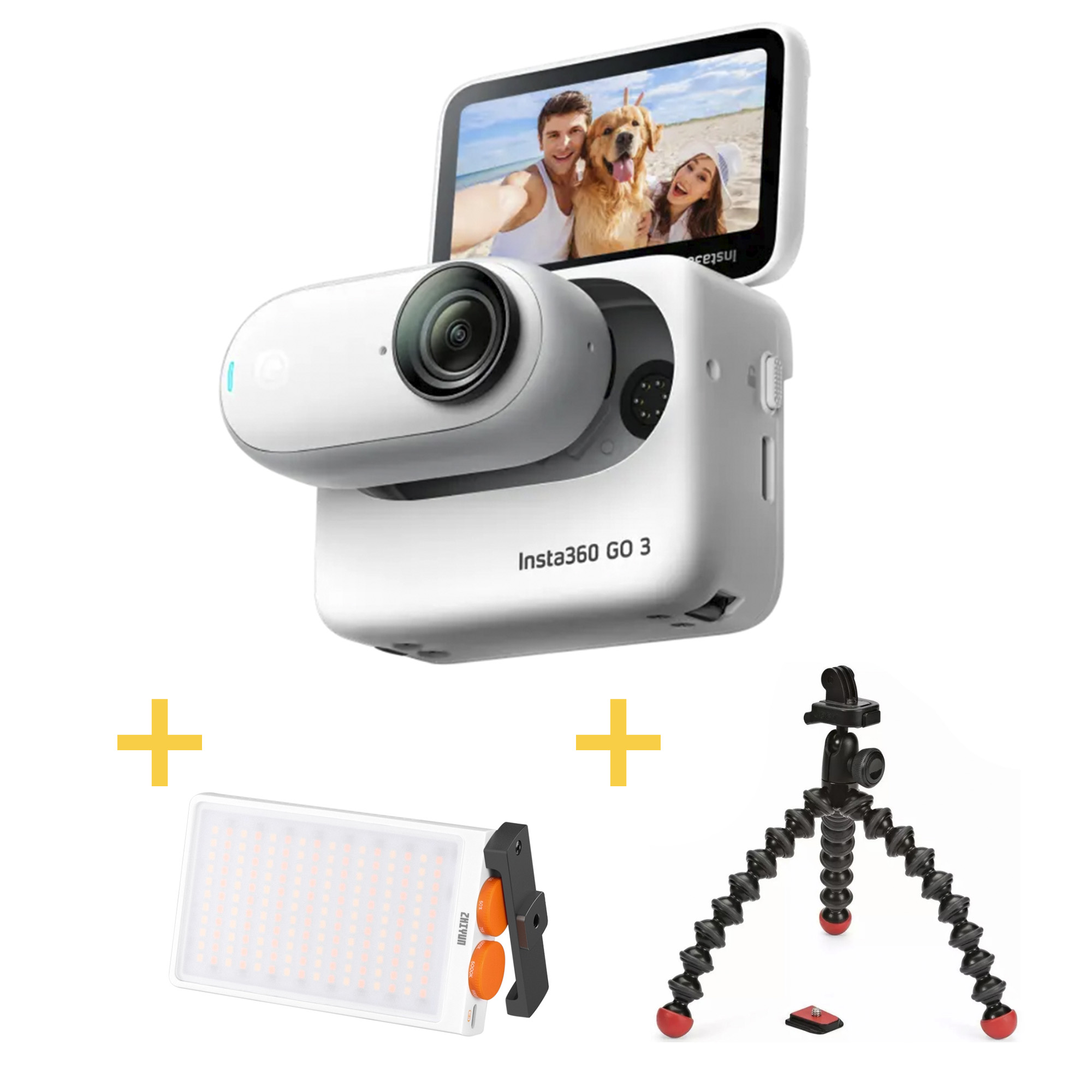 Комплект Mini Action: Экшн-камера Insta360 GO 3 - 64Gb + осветитель Fireray M40 + штатив Joy