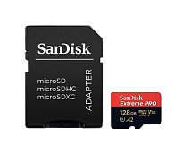 Карта памяти SanDisk Extreme PRO microSDXC  UHS-I 128Гб с адаптером